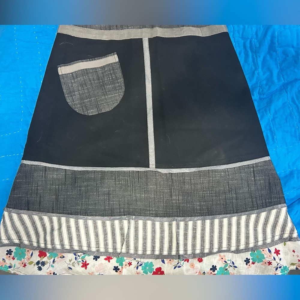 Neesh by DAR. Elegant Black and Gray A-Line Skirt with multi color small ruffle